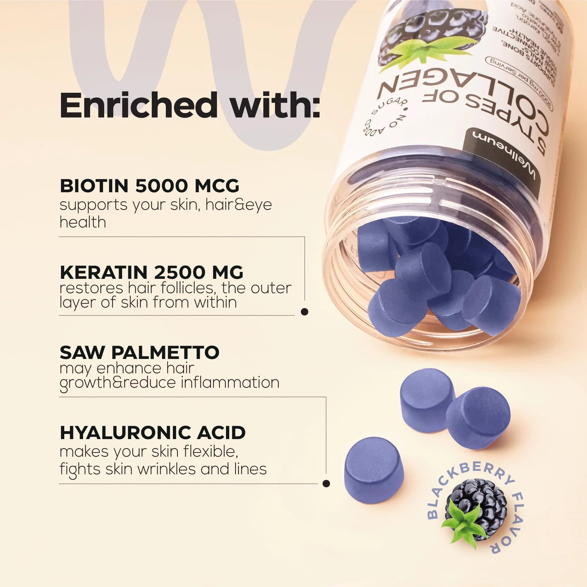 Collagen Peptide Gummies for Women Men 3000 Mg Collagen Supplement for Healthy